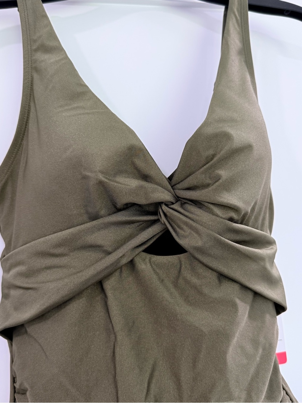 DKNY WOMENS Olive Green Twist-Front One-Piece Swimsuit medium NWT - Picture 4 of 16